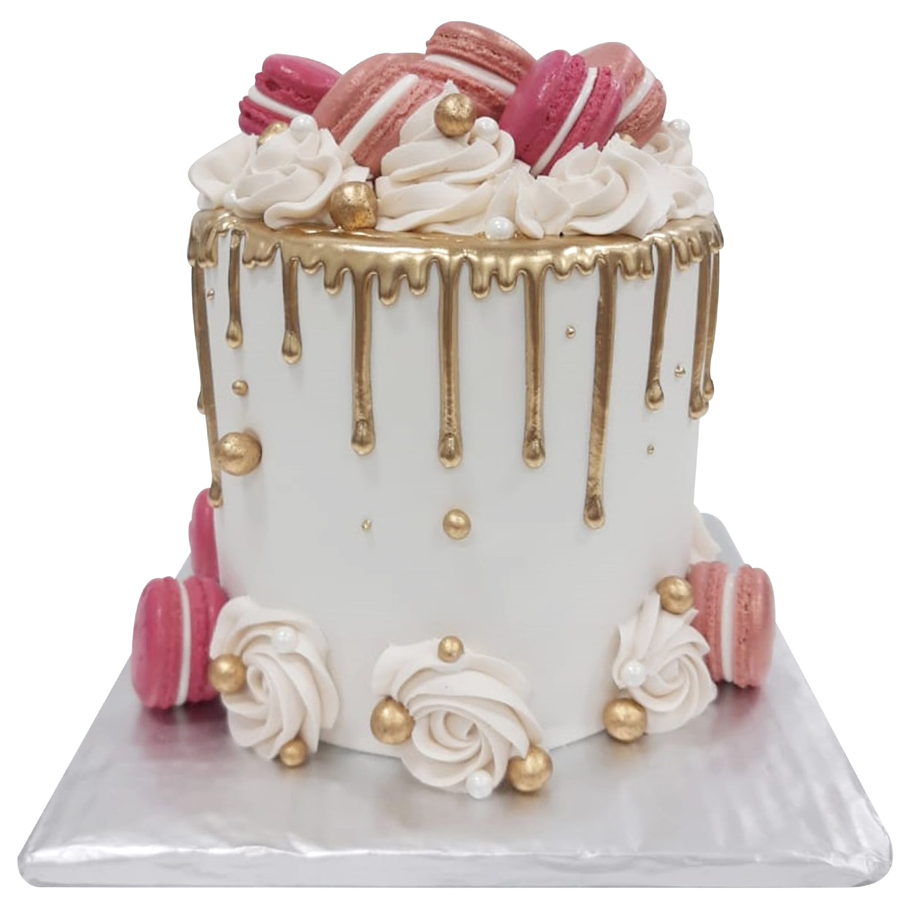 Pastel Chorreado Dorado Macarrones